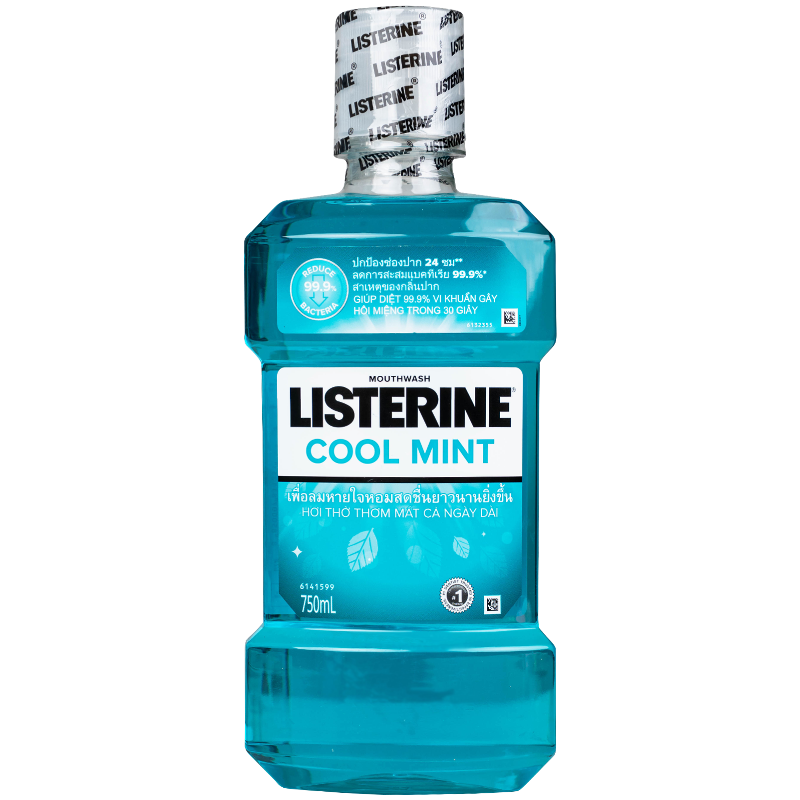 Hình ảnh minh họa các loại nước súc miệng Listerine dung tích 750ml phổ biến trên thị trường Việt Nam
